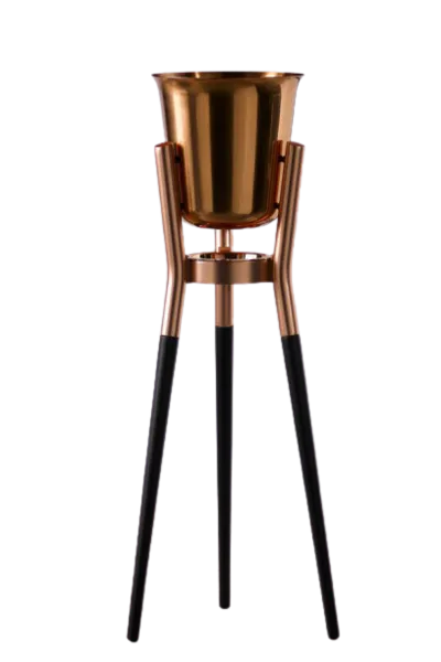 100% Copper Champagne Cooler with Matt Black Stand