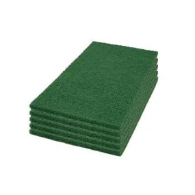 12" x 18" Green Rectangular Heavy Duty Floor Scrubbing Pads - Case of 5