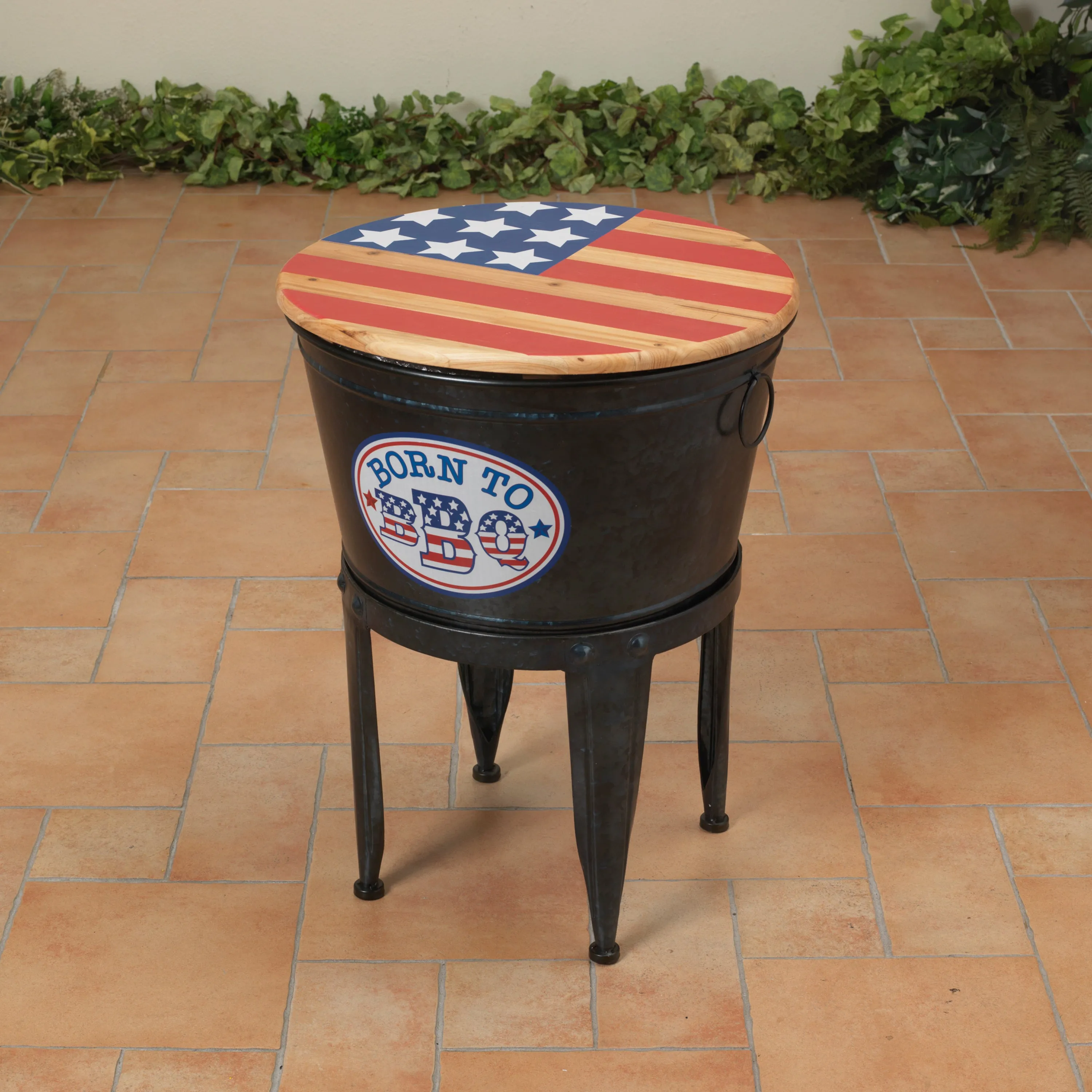 25.75 in. Metal Americana Summer BBQ Cooler