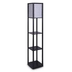 3-Tier Etagere Shelf Floor Lamp, Fabric Shade, Black