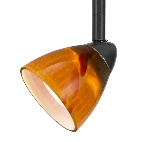 4 87" Tall Serpentine Track Head with Shade in Dark Bronze with Amber Spot Glass