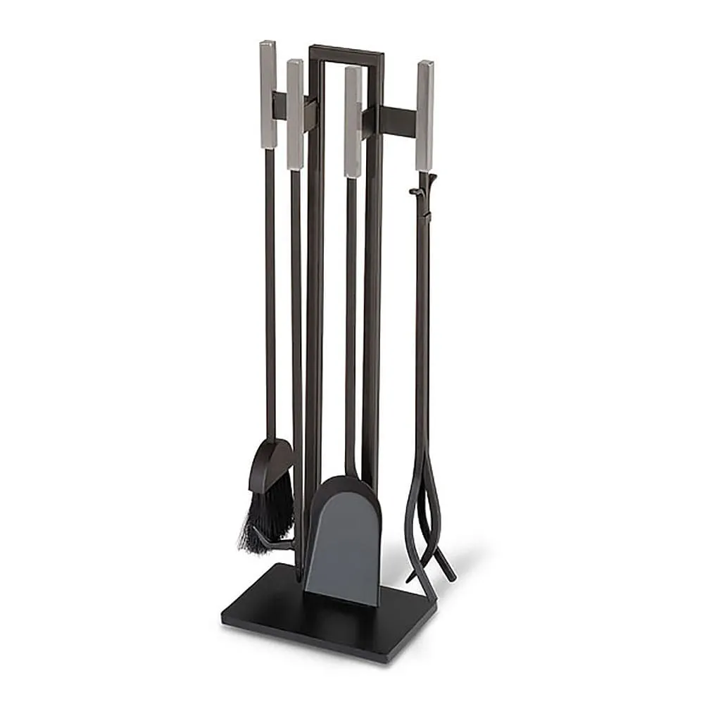 5 Piece Modern Matte Black Fireplace Tool Set - 31-inH