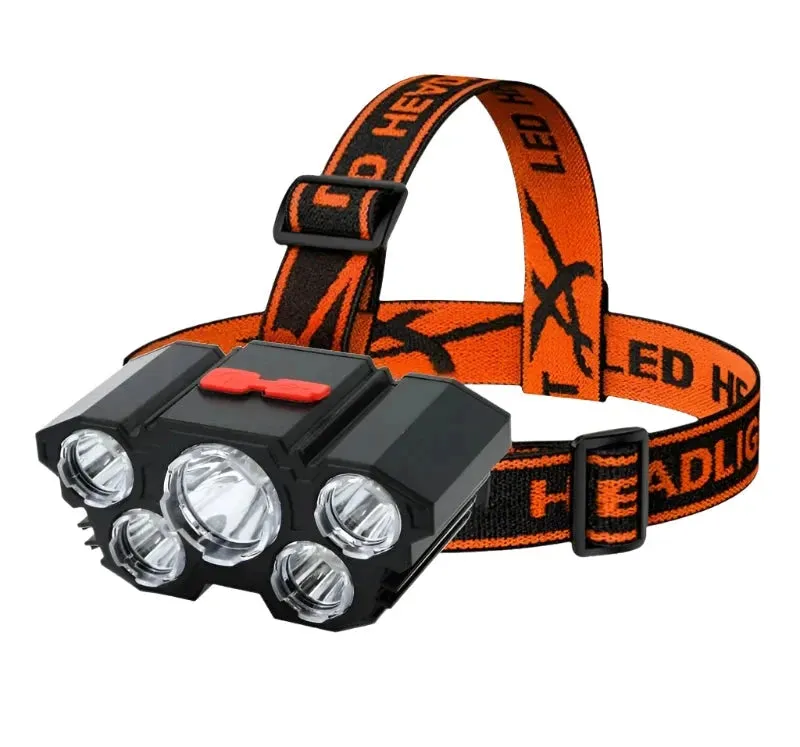 5LED Headlamp Rechargeable With Built In 18650 Battery Strong Light Long Range Torch Outdoor Camping Adventure Fishing HeadLight