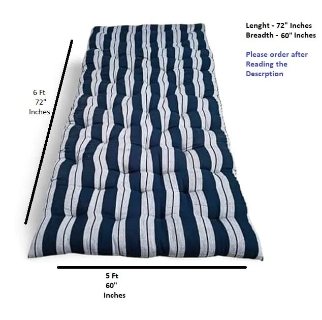 Adim's Queen Bed Soft Cotton Filled Quilt Mattress Gadda Soft & Reversible,Pure Cotton Fabric,Firm Gadda for Floor & Bed, Cotton Mattress Tufted Soft Rui Gadda (Blue Lining,Star) (5 x 6 Queen Bed)