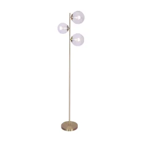 Adjustable 3-Light Gold Floor Lamp with Glass Shades