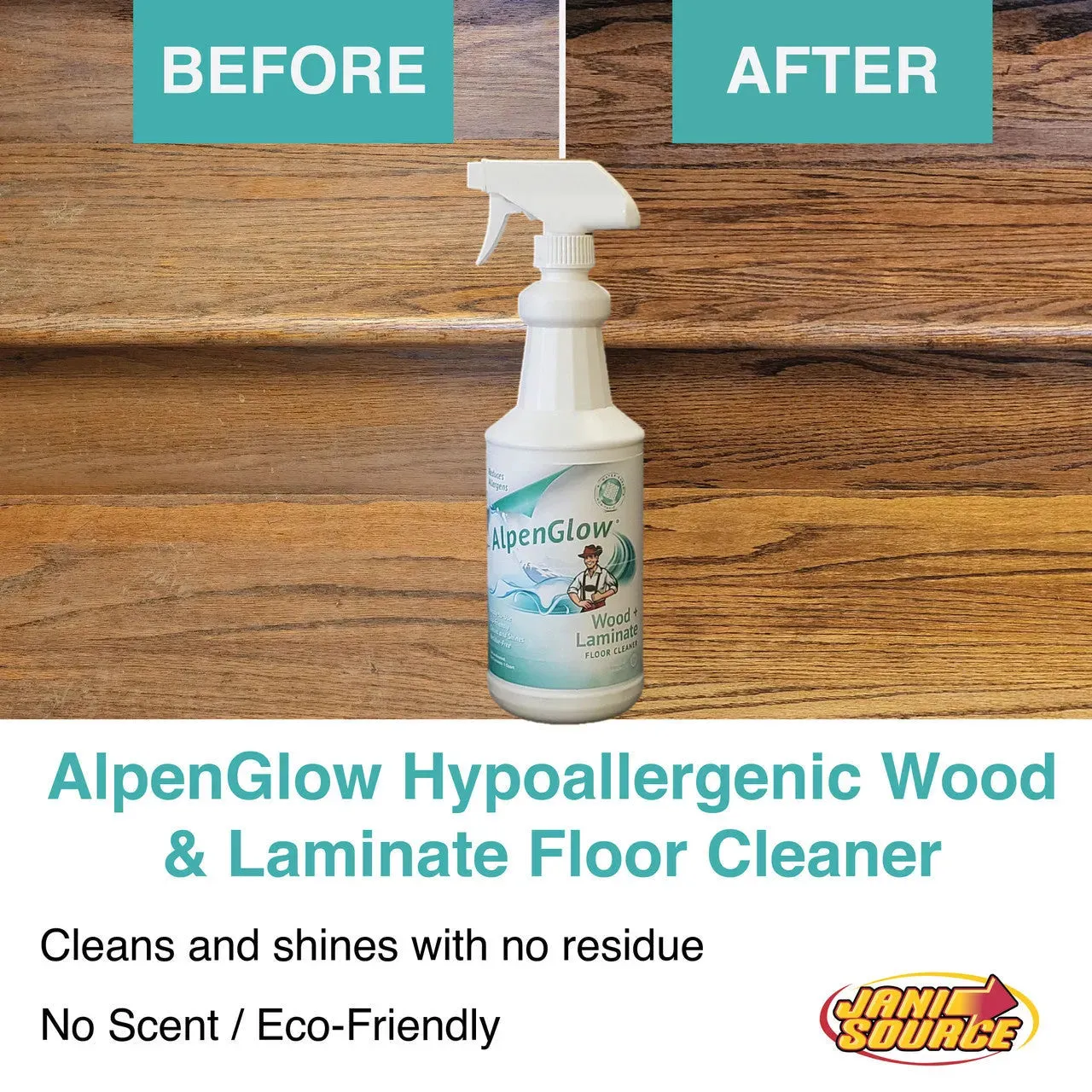 AlpenGlow Hypoallergenic Wood & Laminate Floor Cleaner, 1 Quart