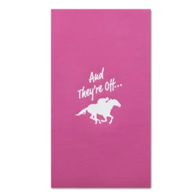 And They're Off Racehorse Pink Paper Linen Guest Towels - Foil Hot Stamped