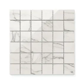 Aniston 2x2 Polished Porcelain Mosaic Tile in Calacatta Quarzite