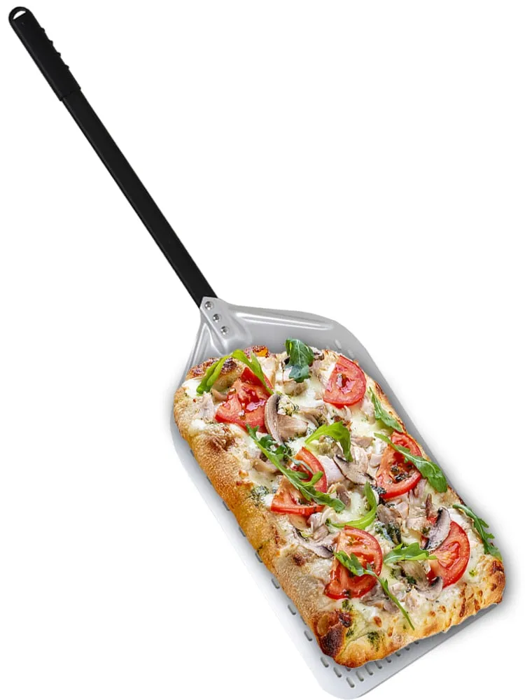 Anygleam Pizza Shovel 25cm X 106cm Silver for Perforated Peel with Metal Handle Oven Turning Baking Accessory