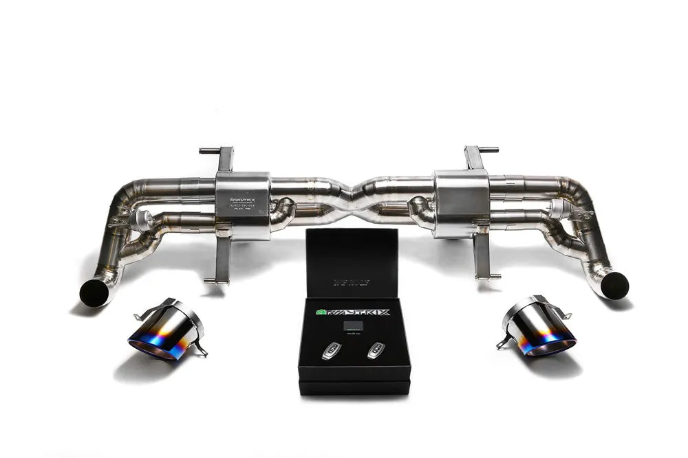 ARMYTRIX Titanium Valvetronic Exhaust System Dual Titanium Blue Tips Audi R8 V8 4.2L FSI 2014-2015