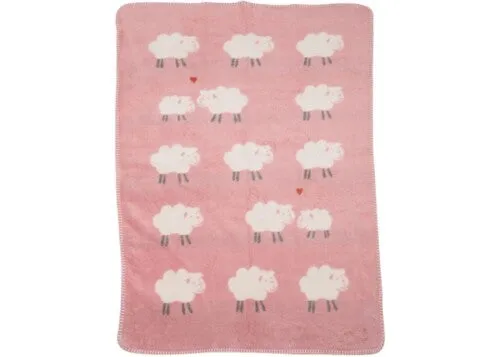 Baby blanket sheep allover rose