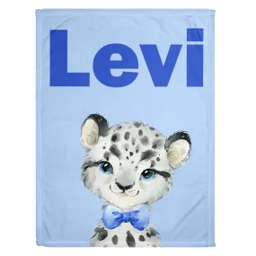 Baby Leopard Bow Tie Personalized Minky Blanket (Plush Minky)