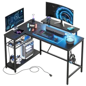 Bestier 48 Inch LED L-Shaped Gaming Desk with Monitor Stand