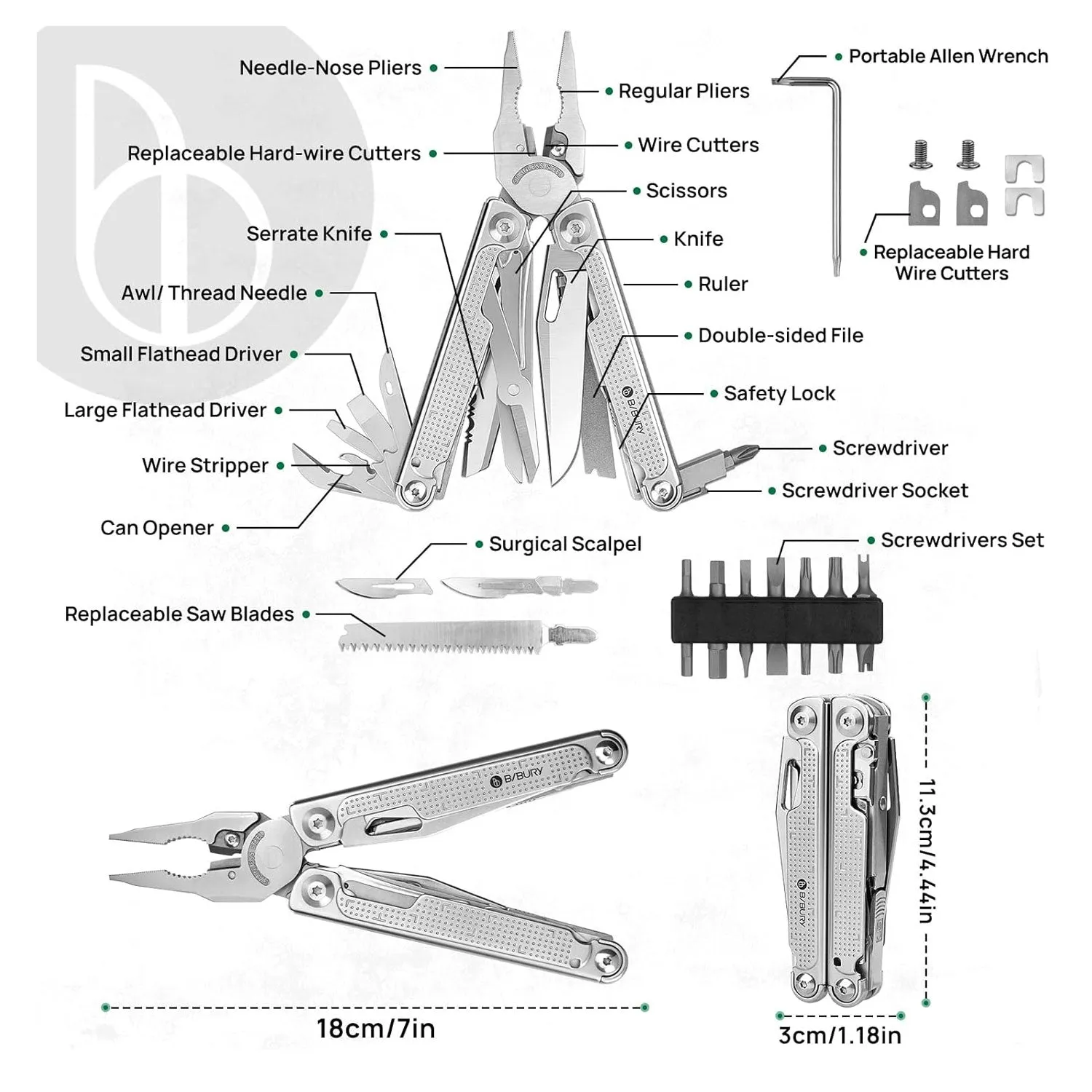 Bibury Plier Multitool Pro V2 (21-in-1)