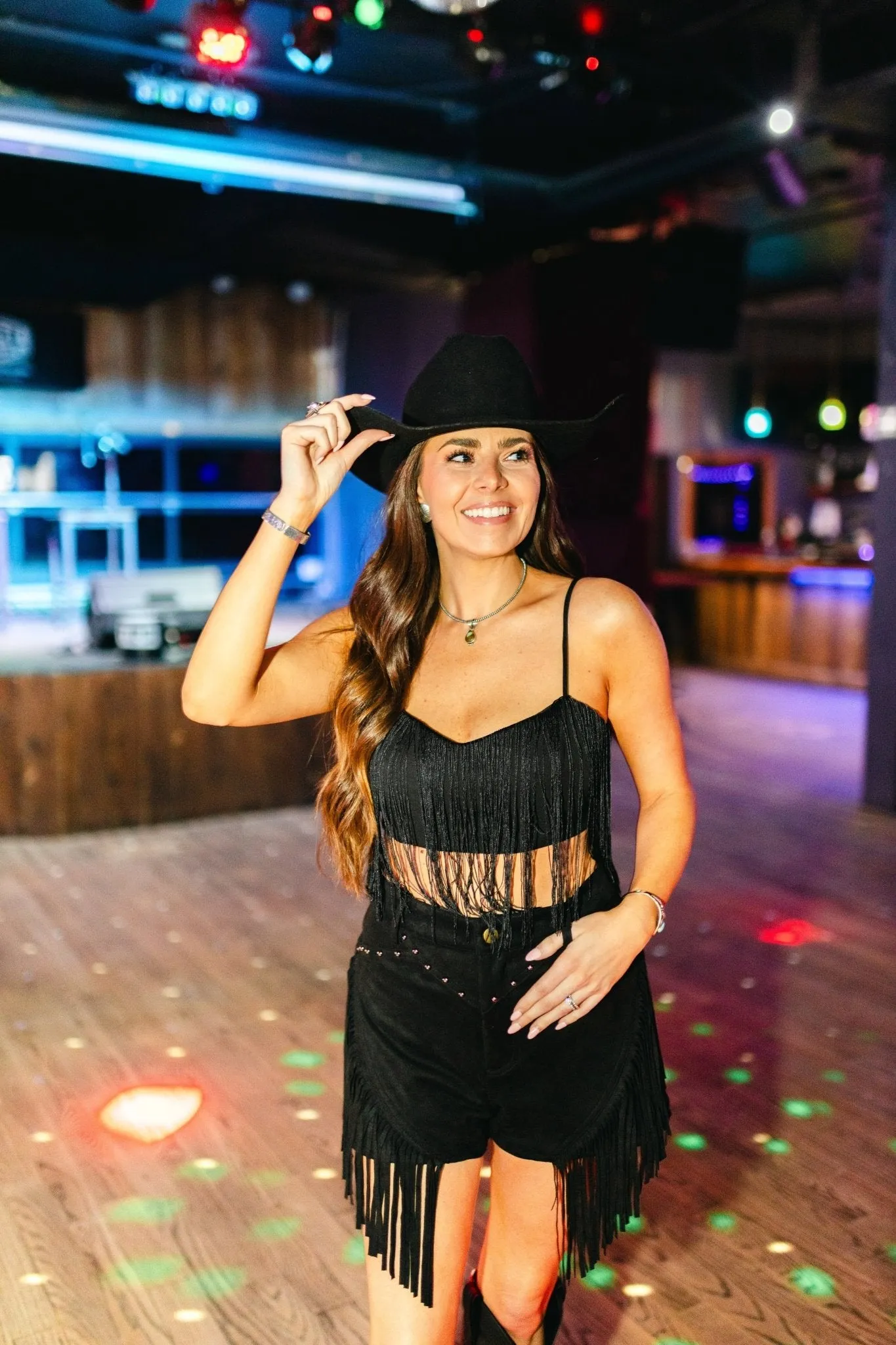 Black Fringed Crop Top