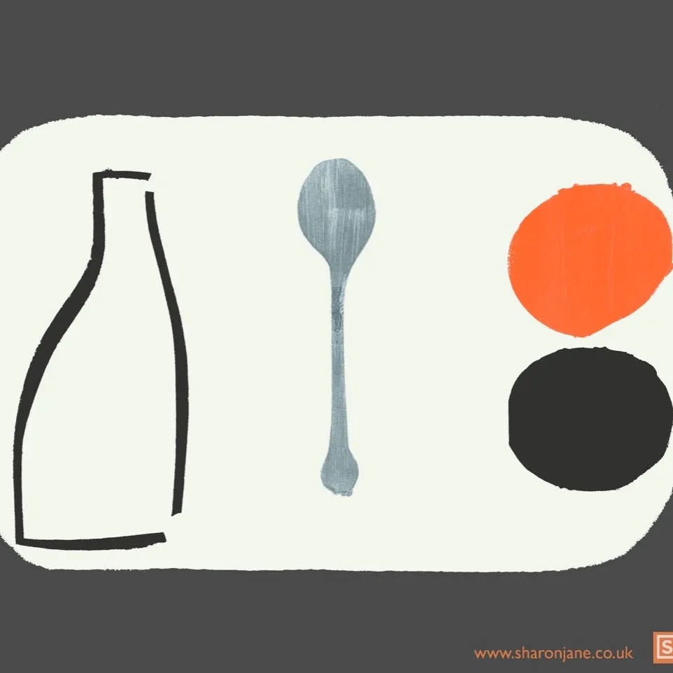 Bottle   Spoon Tea Towel - Charcoal