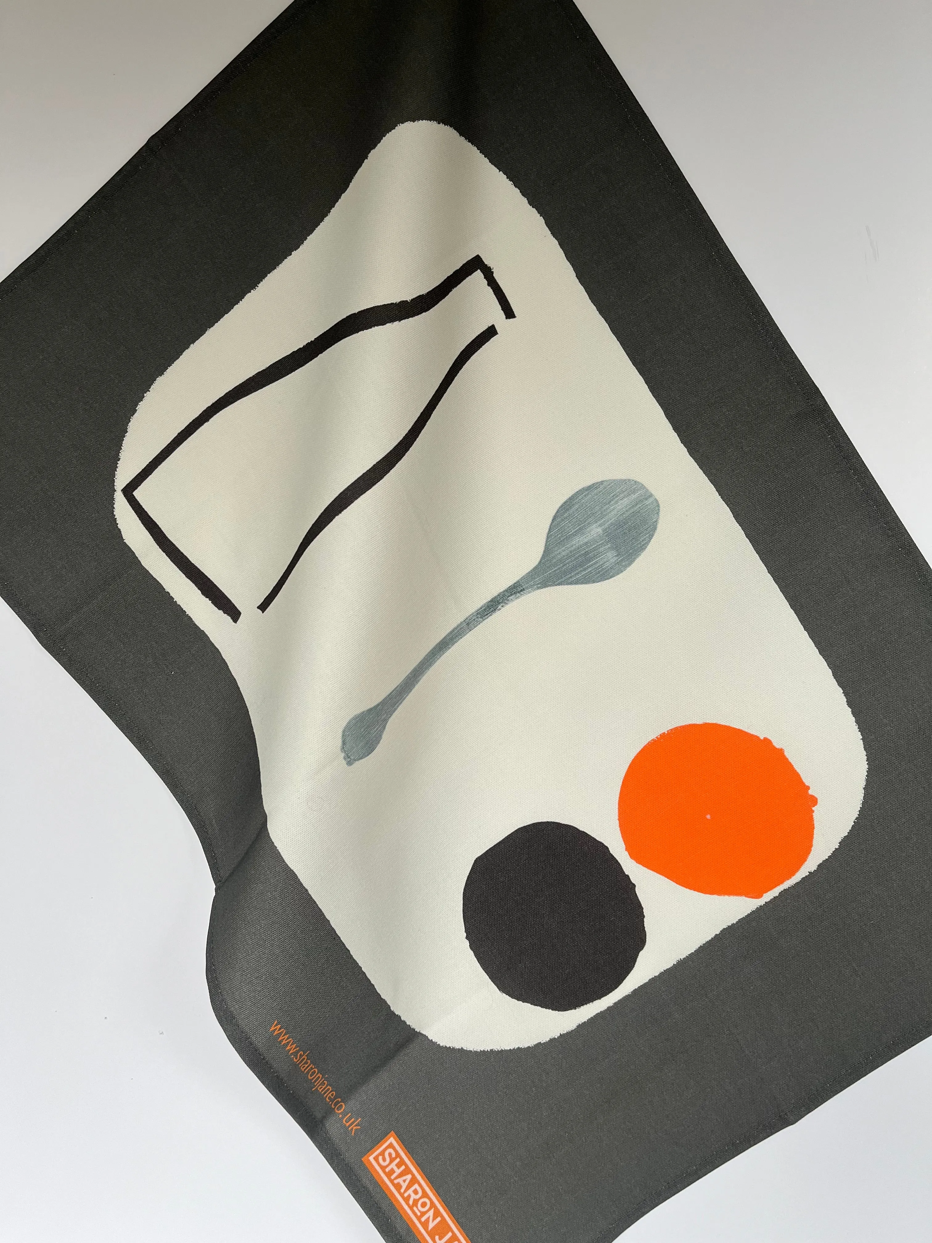 Bottle   Spoon Tea Towel - Charcoal