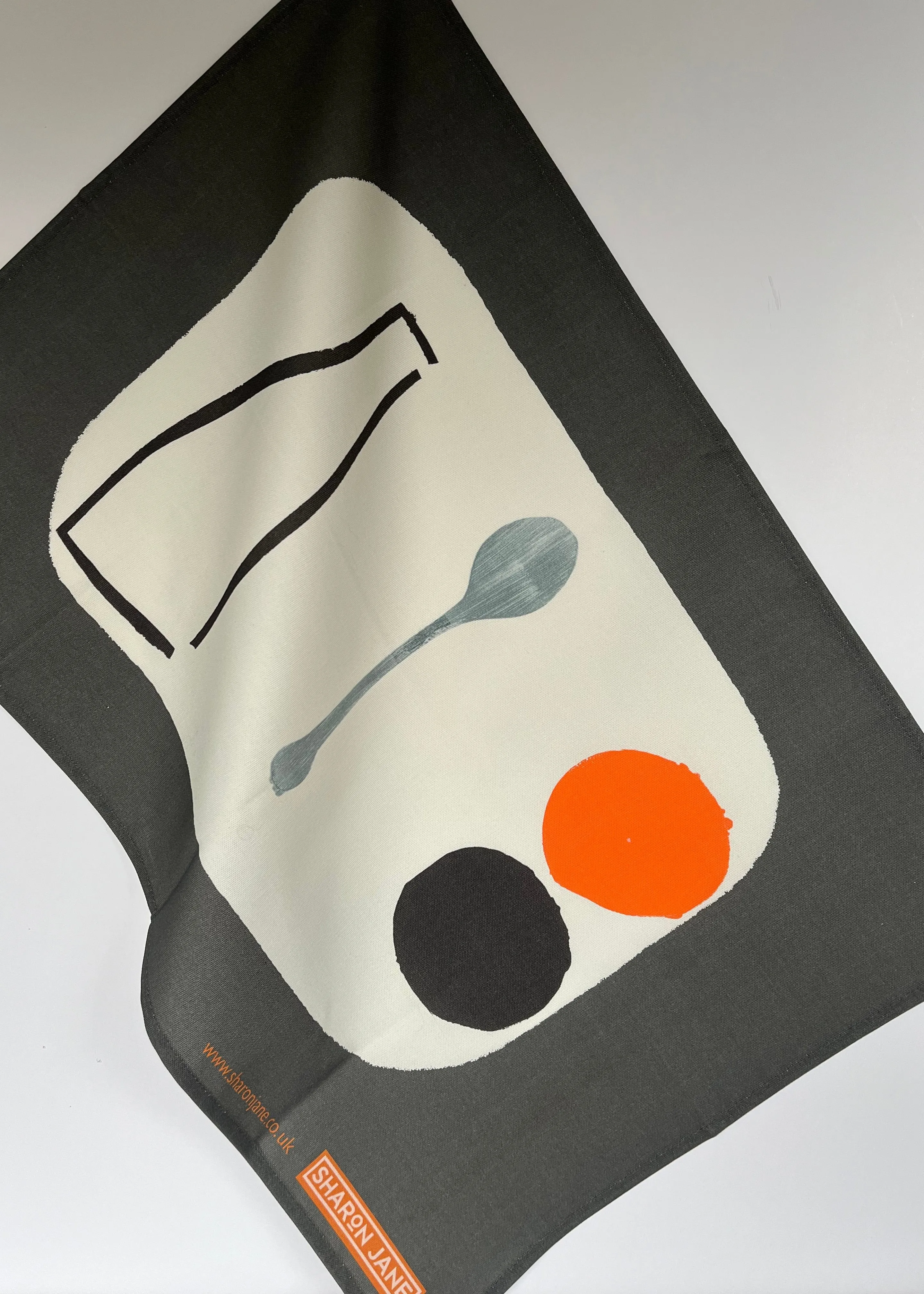 Bottle   Spoon Tea Towel - Charcoal