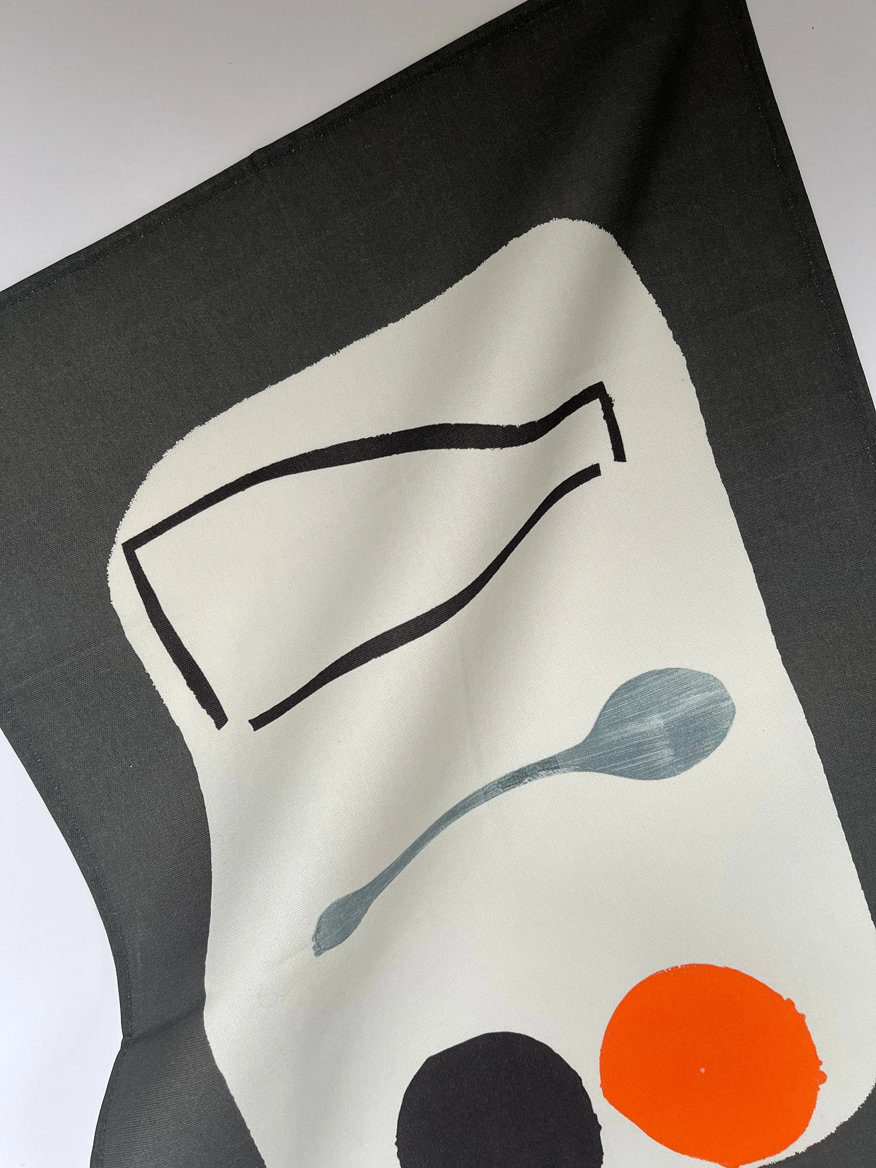 Bottle   Spoon Tea Towel - Charcoal