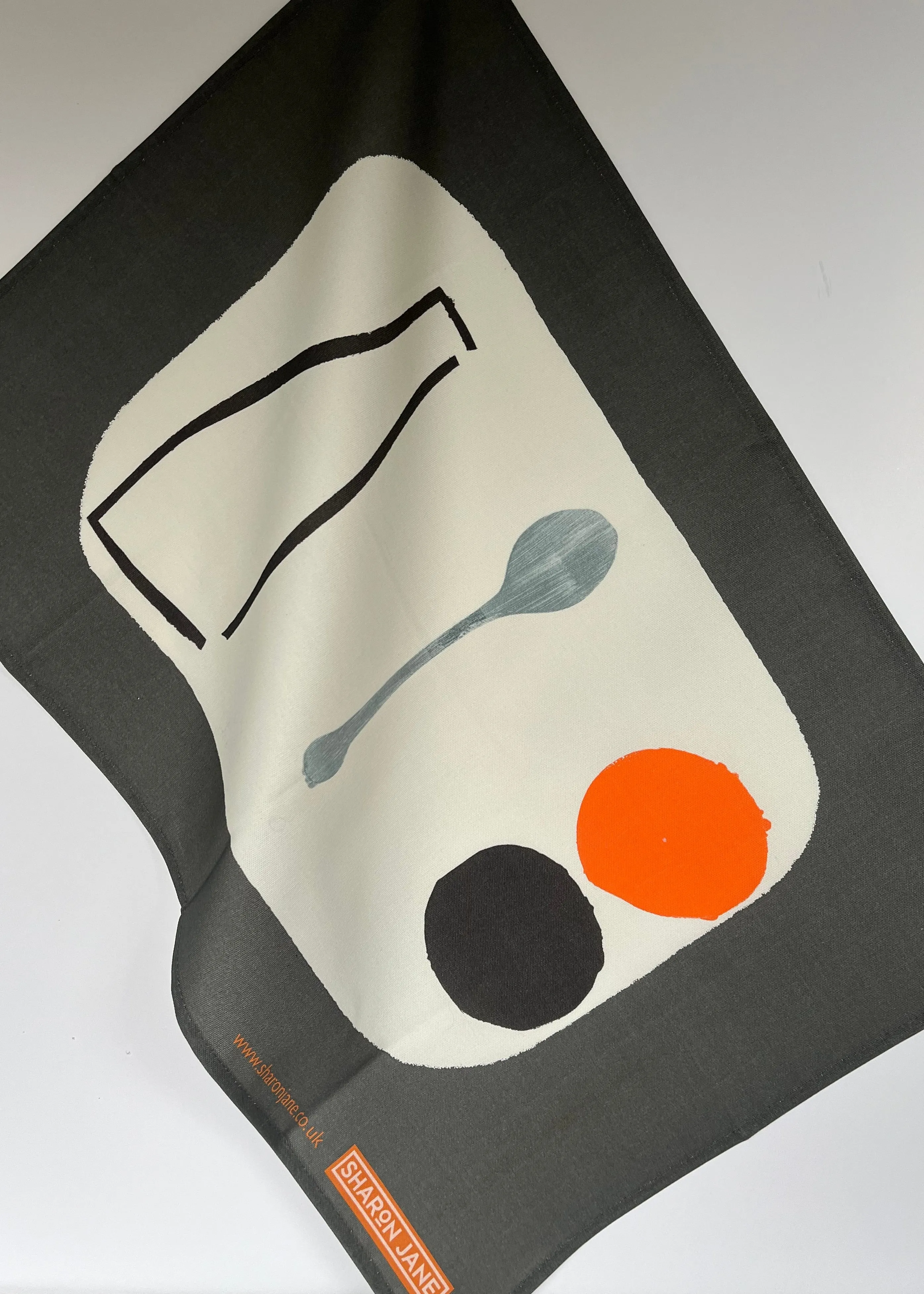 Bottle   Spoon Tea Towel - Charcoal