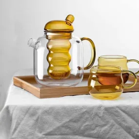 Bulbo Colored Glass Tea Pot & Cup