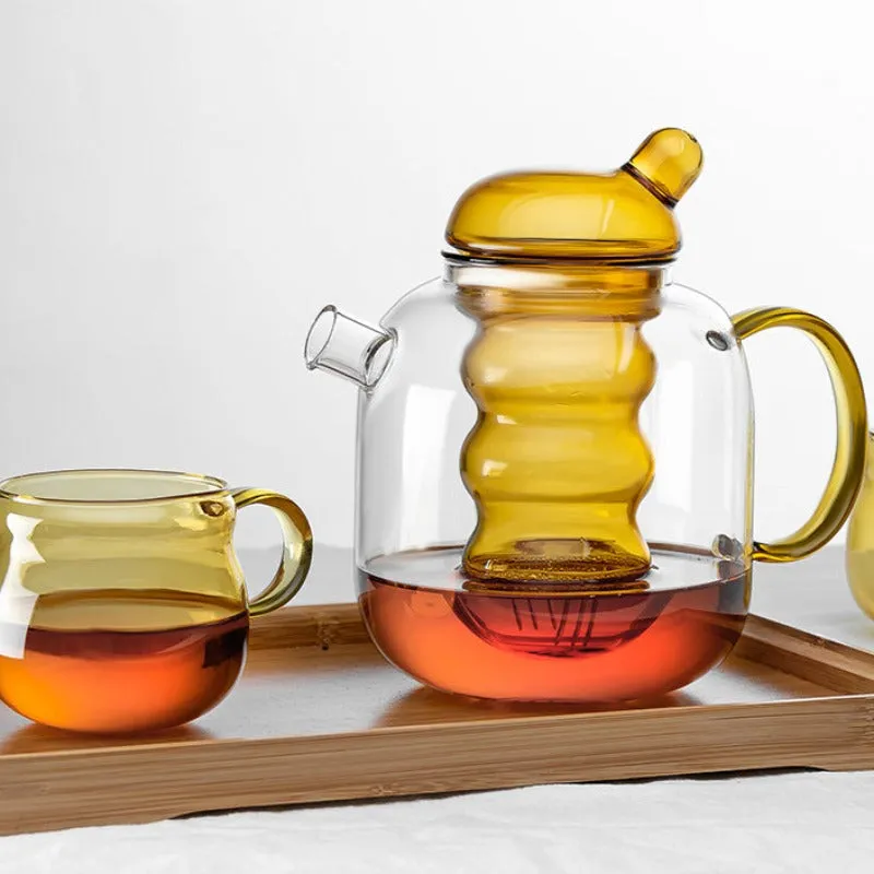 Bulbo Colored Glass Tea Pot & Cup