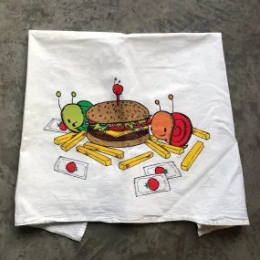 burgers   fries flour sack tea towel