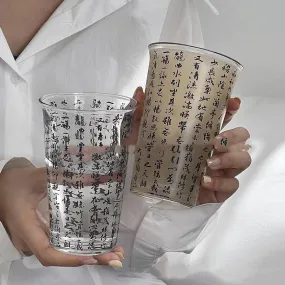 Chinese Style Fashion Famous Calligraphy Household Glass Cup