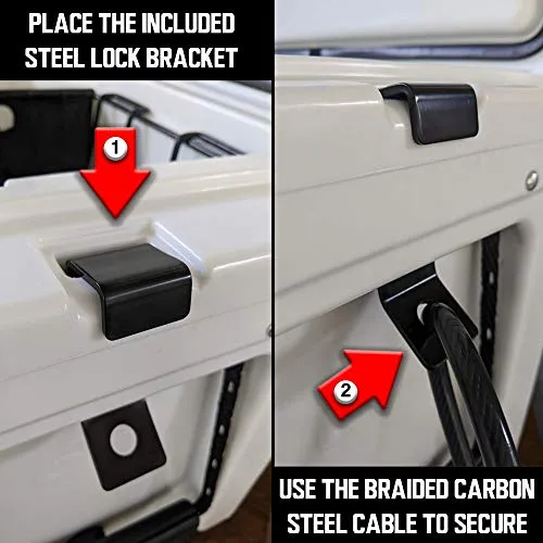 Cooler Cable Lock and Bracket in One! Compatible with Yeti & RTIC Coolers - Designed