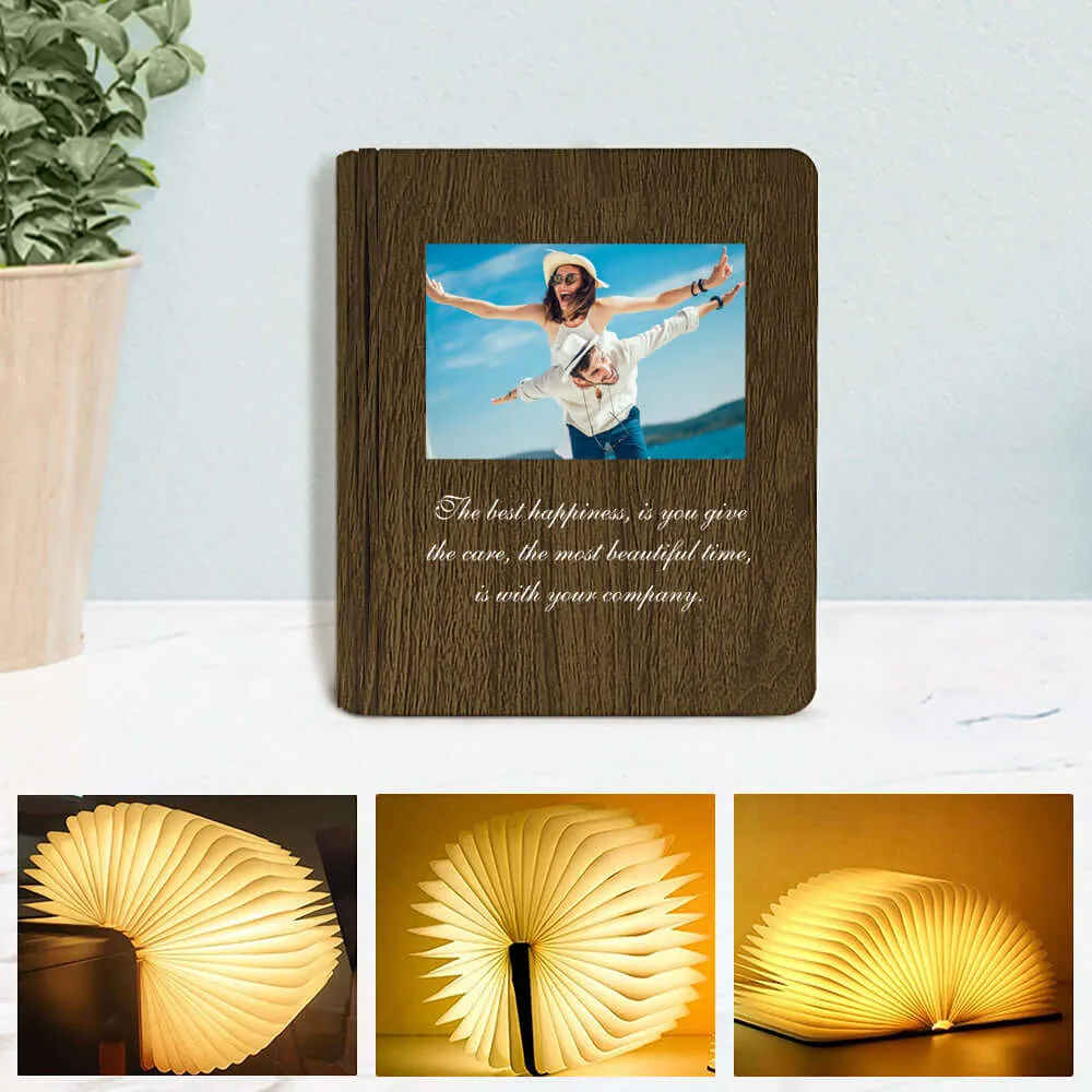 Customized Wooden Folding Magnetic Book Lamp with Photo and Text