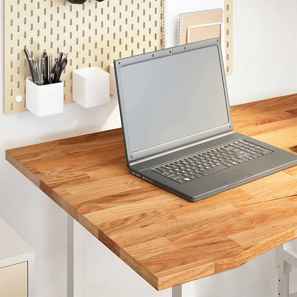 Desk Top Light Brown 100x80x2.5 cm Solid Wood Oak Rectangular