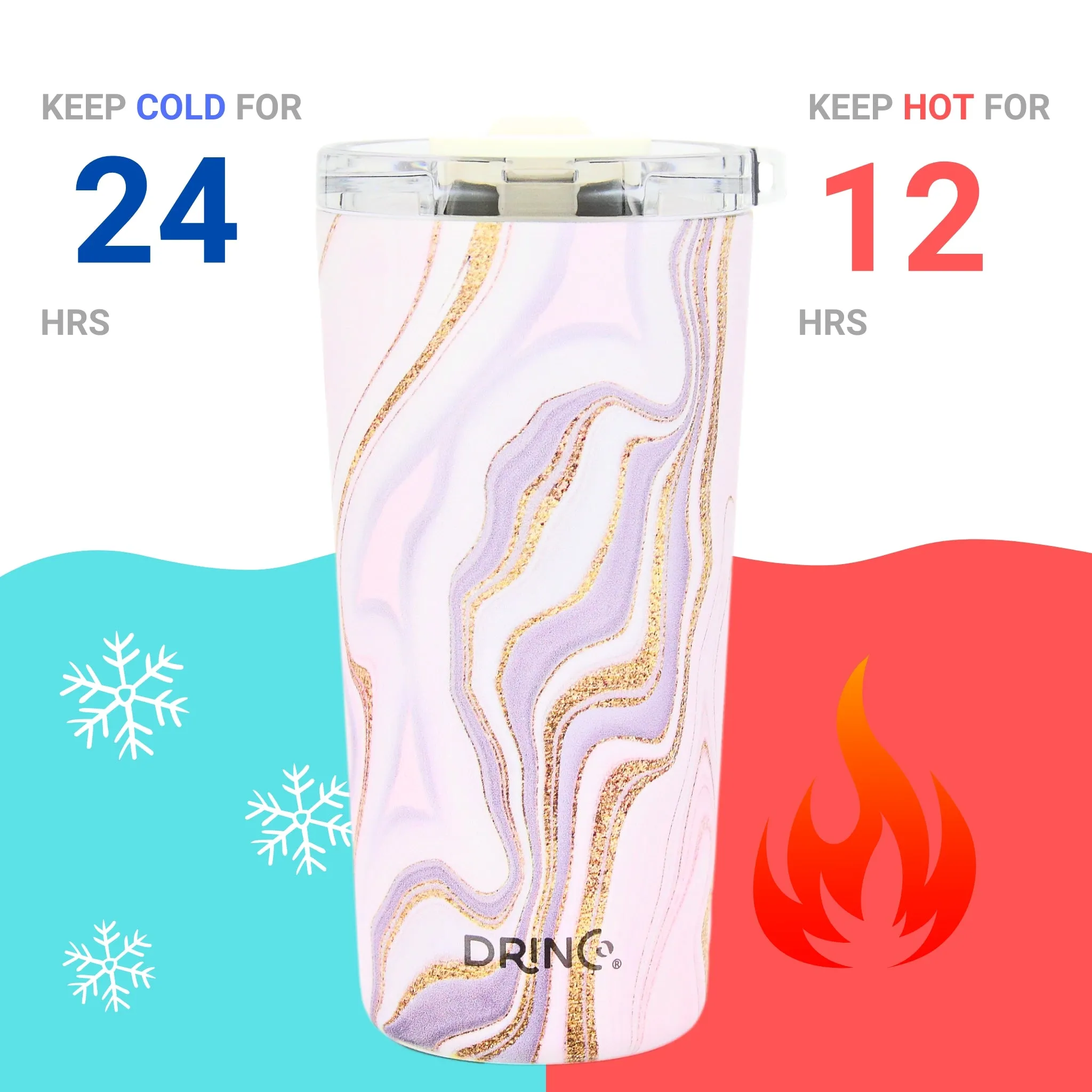 DRINCO®  Seattle 20oz Leakproof Tumbler with Straw - Rosa Gold