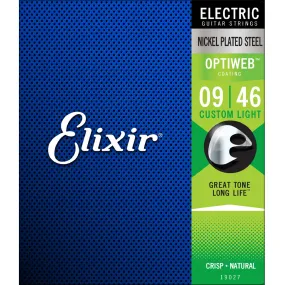 Elixir 19027 Optiweb Electric Guitar Strings Custom Light 9-46