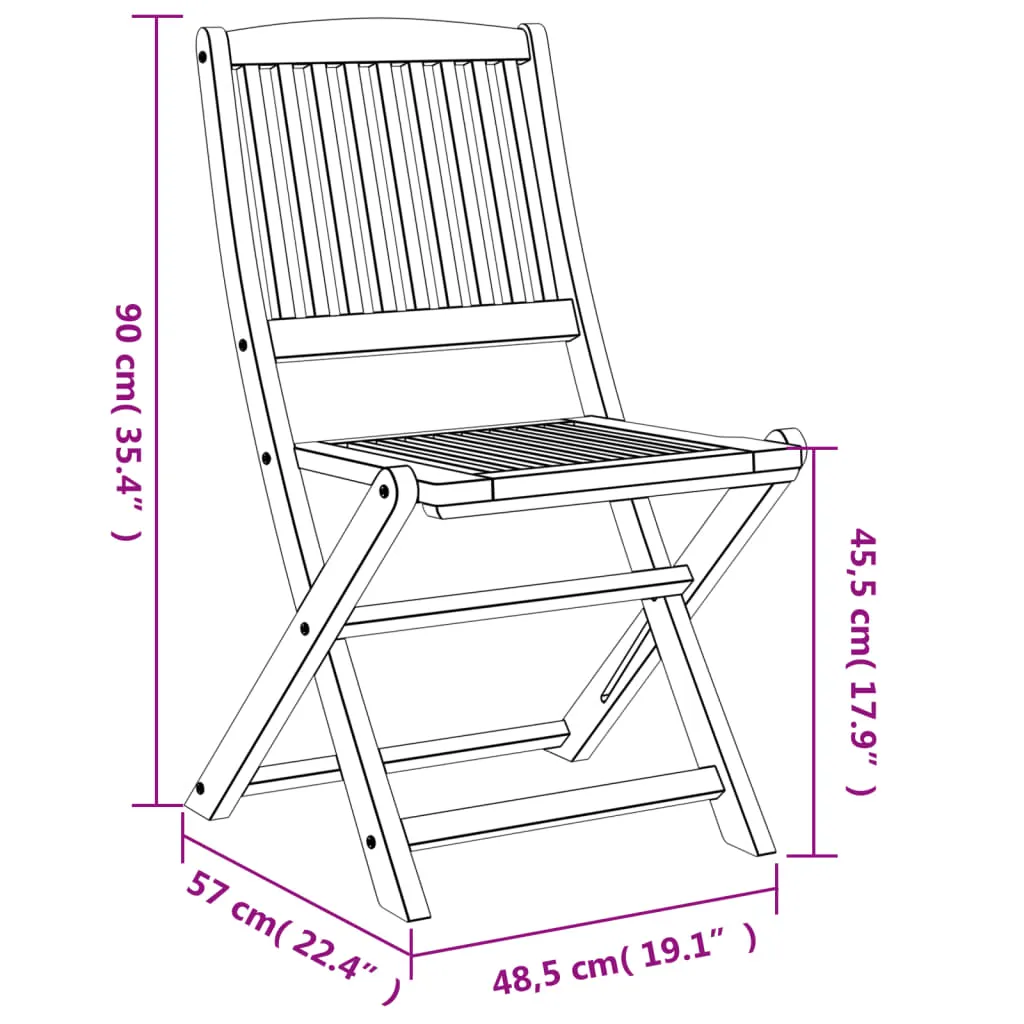 Folding Garden Chairs 6 pcs 48.5x57x90 cm Solid Wood Acacia