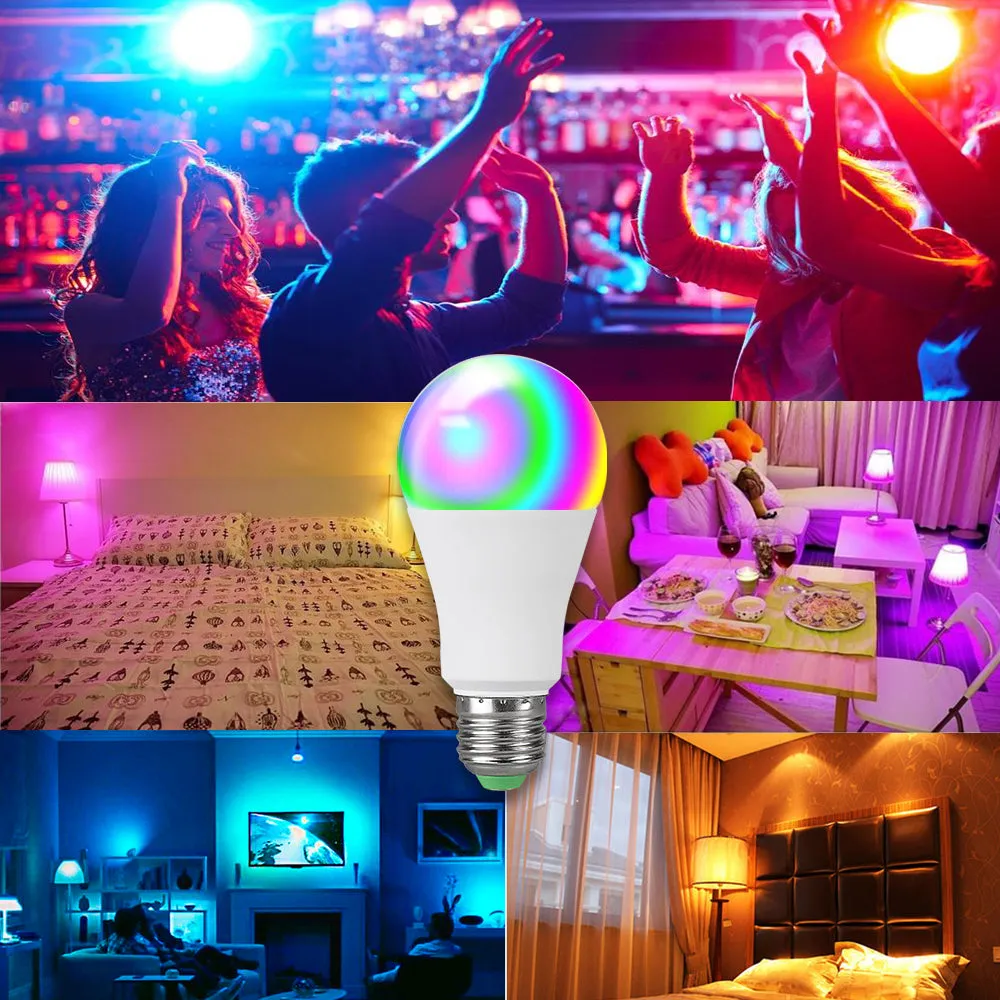 Foxanon Bluetooth 4.0 Led RGB Bulb Lights E27 15W LED Lamp Light RGBW RGBWW Magic Smart Lighting Lamp Dimmable APP Sound Control