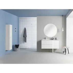 Frontline Matt White Floor Standing Bluetooth Vanity Unit with Solid Surface Basin & Slatted Leg (900mm)