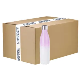 FULL CARTON - 50 x Bowling Double Walled Stainless Steel Water Bottle - GRADIENT - 500ml - Purple/ White