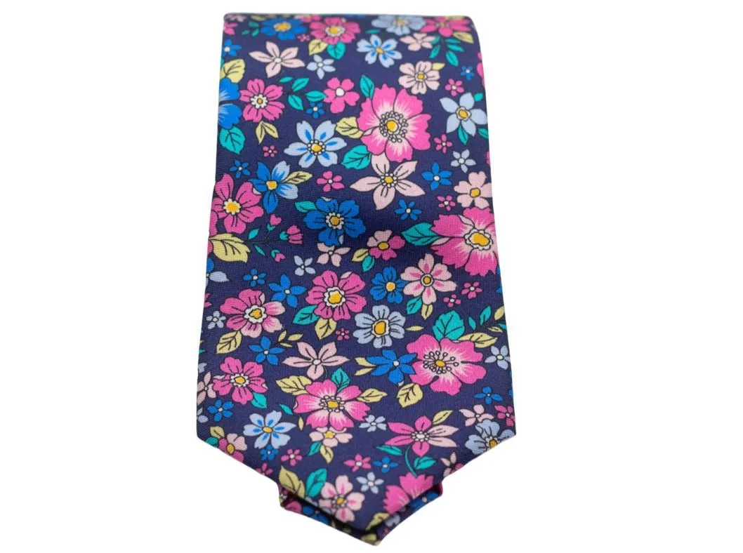 Garden Party Floral Necktie - Navy