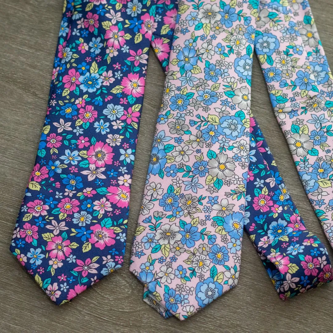 Garden Party Floral Necktie - Navy