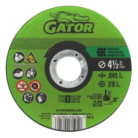 GatorBlade 9610 Cut-Off Wheel, 4-1/2 in Dia, 0.045 in Thick, 7/8 in Arbor, 24 Grit :EA: QUANTITY: 1