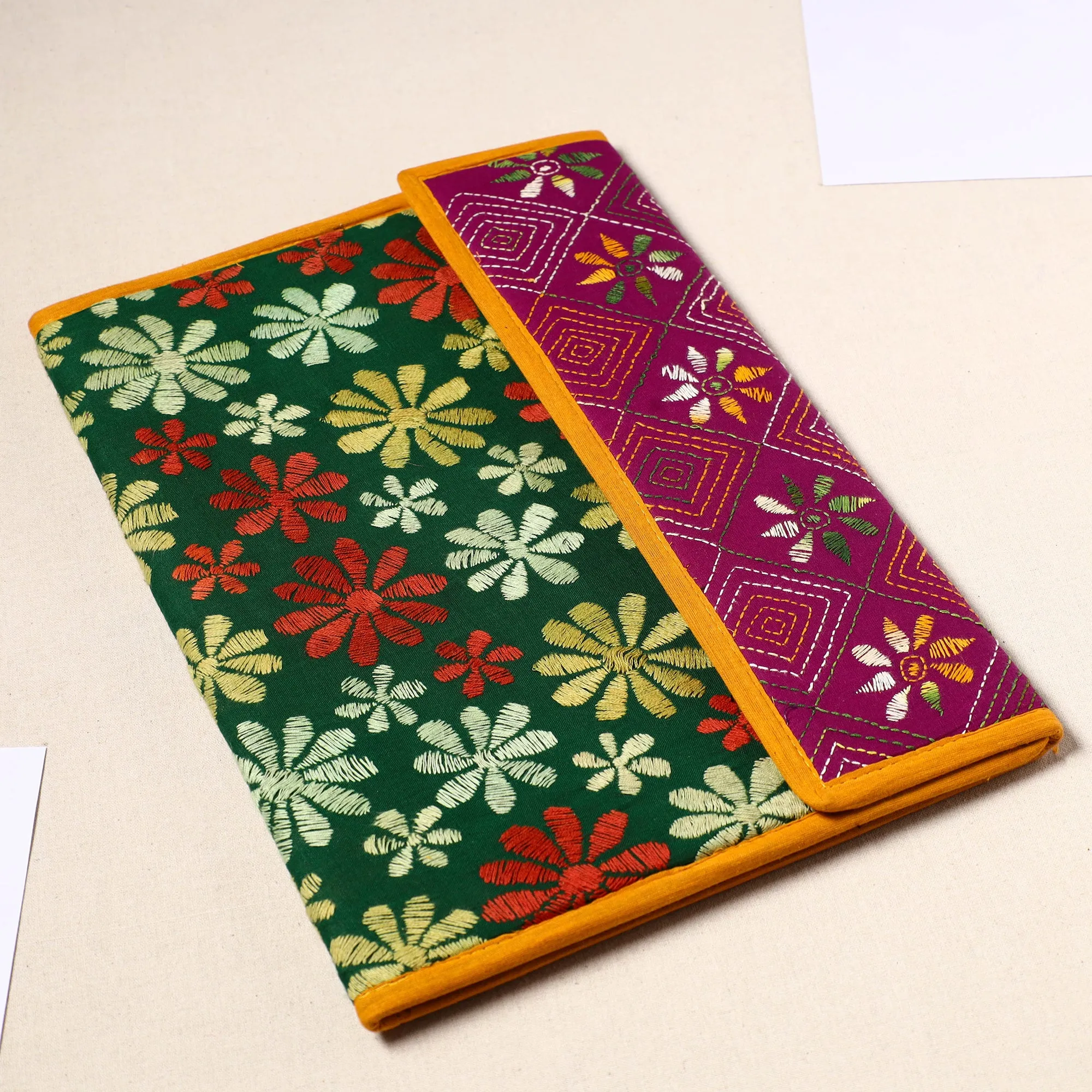 Handcrafted Bengal Kantha Work File Folder 06