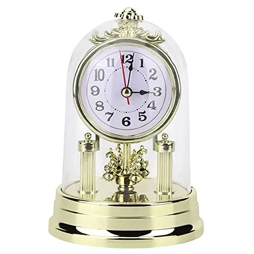 Haofy Table Clock, European Retro Style Living Room Clock Antique Silent Table Clock Home Decor(Gold)