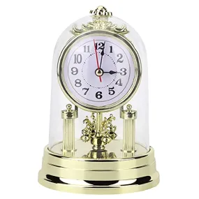 Haofy Table Clock, European Retro Style Living Room Clock Antique Silent Table Clock Home Decor(Gold)