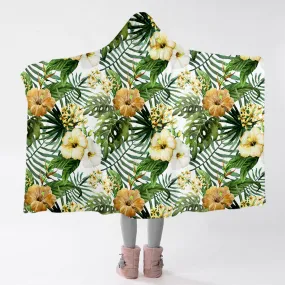 Hibiscus Tropics Cozy Hooded Blanket