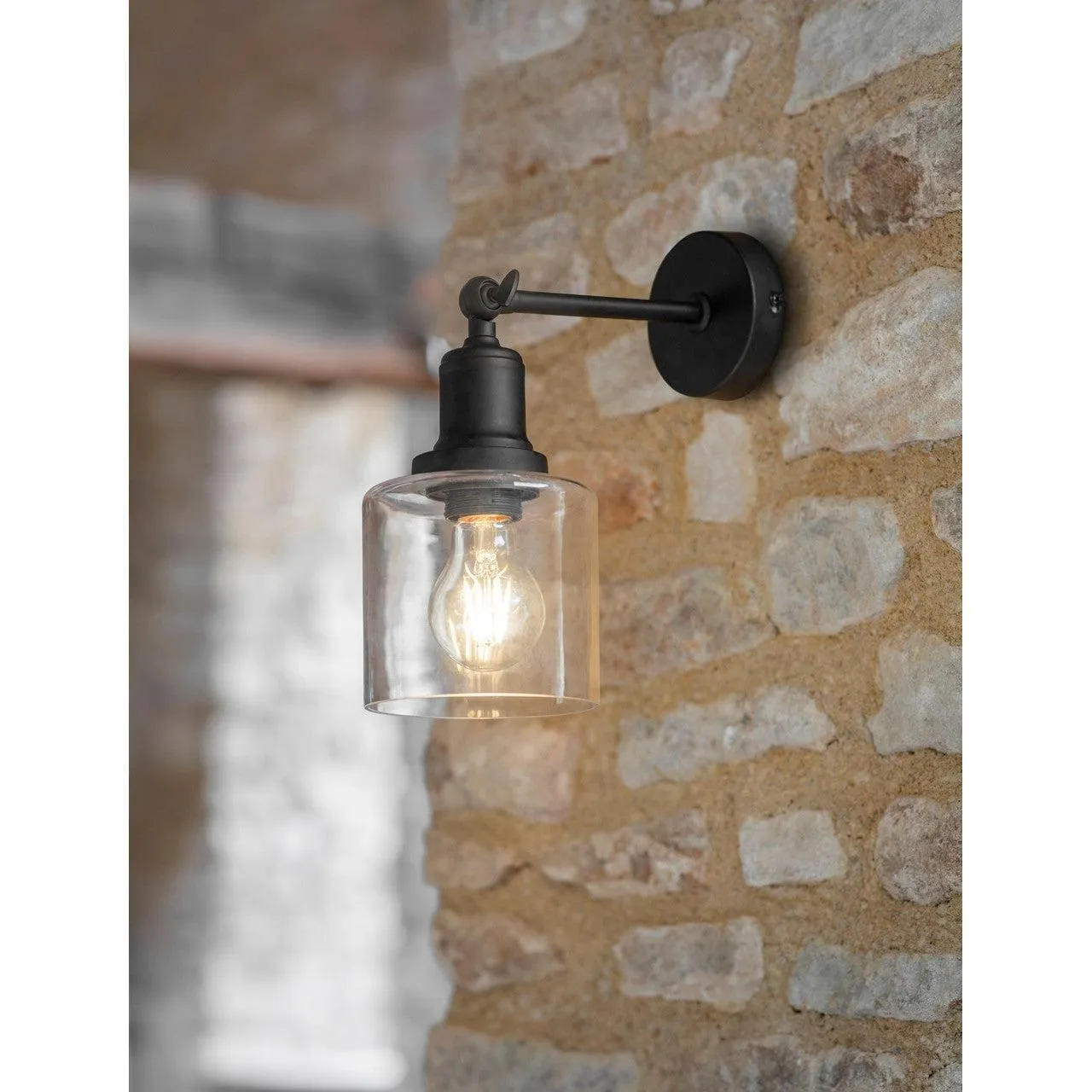 Hoxton Cylinder Wall Light in Black - Steel