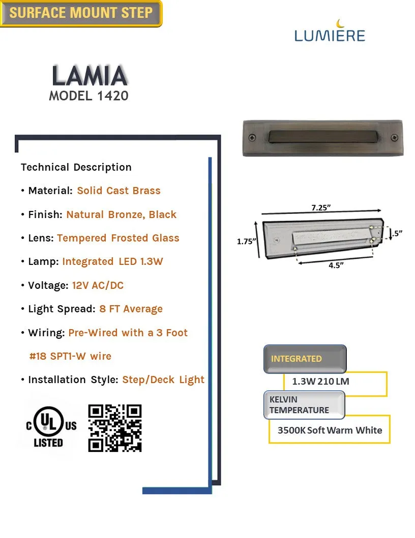 Lamia Cast Brass Step & Deck Light Natural Bronze