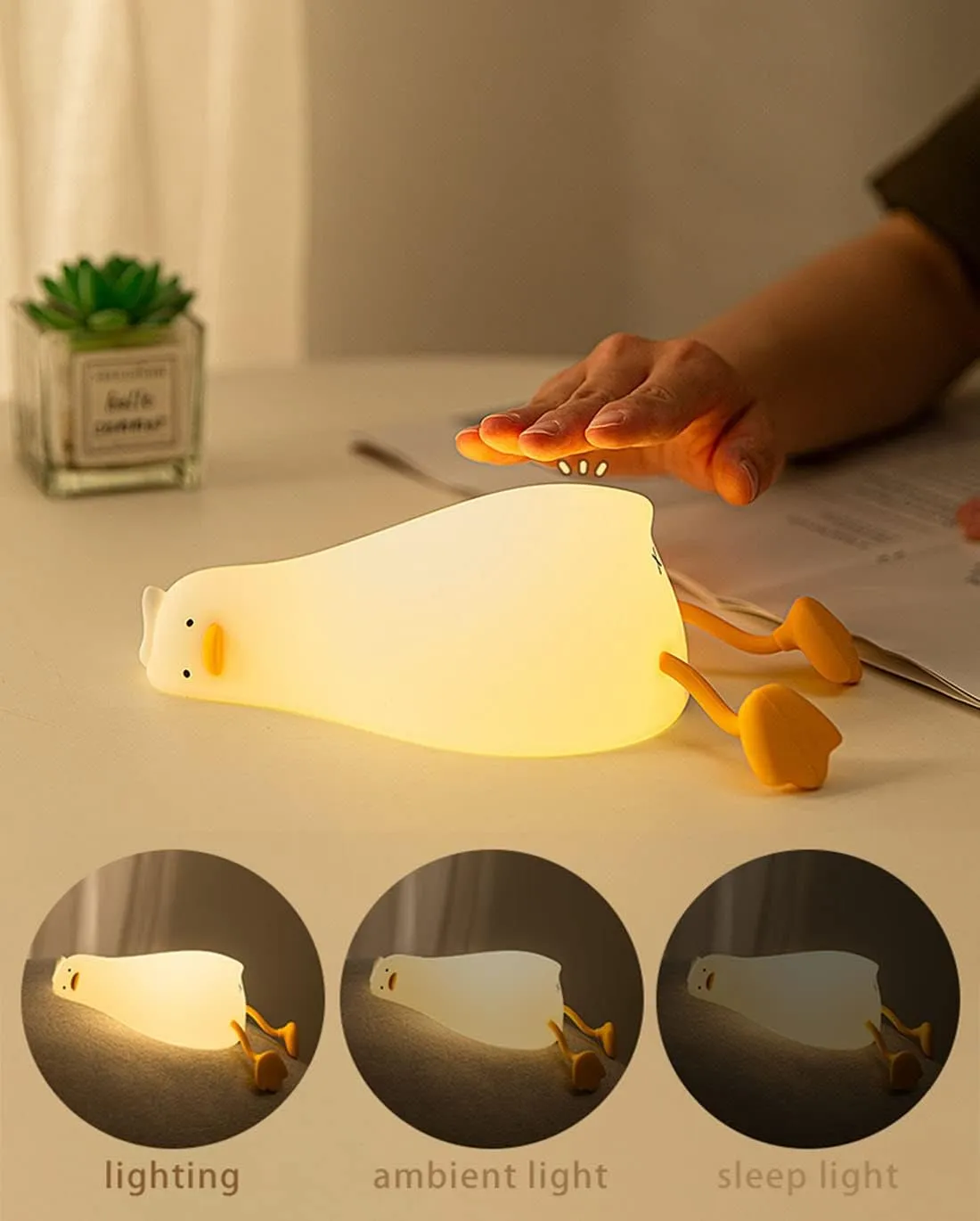 LED Lying Flat Duck Night Light 2PC