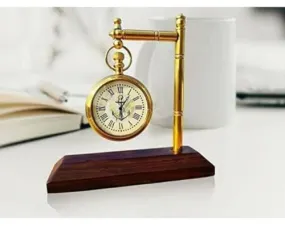 Light handicrafts Wooden Base Antique Brass Table Clock Shelf and Desk Clock for Office Home Décor Living Room Bed Room Table Clock 50% off