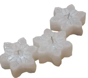 Light Jewels 7cm x 3cm Winter Snowflake Candle for Christmas & New Year Home Decoration – Set of 4,Burning time 4 hrs