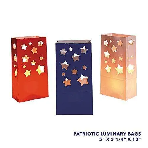 Live It Up! Party Supplies Patriotic Luminary Bags & American Flags for 4th of July Decorations, Military Welcome Home Parties and More (48 Decorations Total)